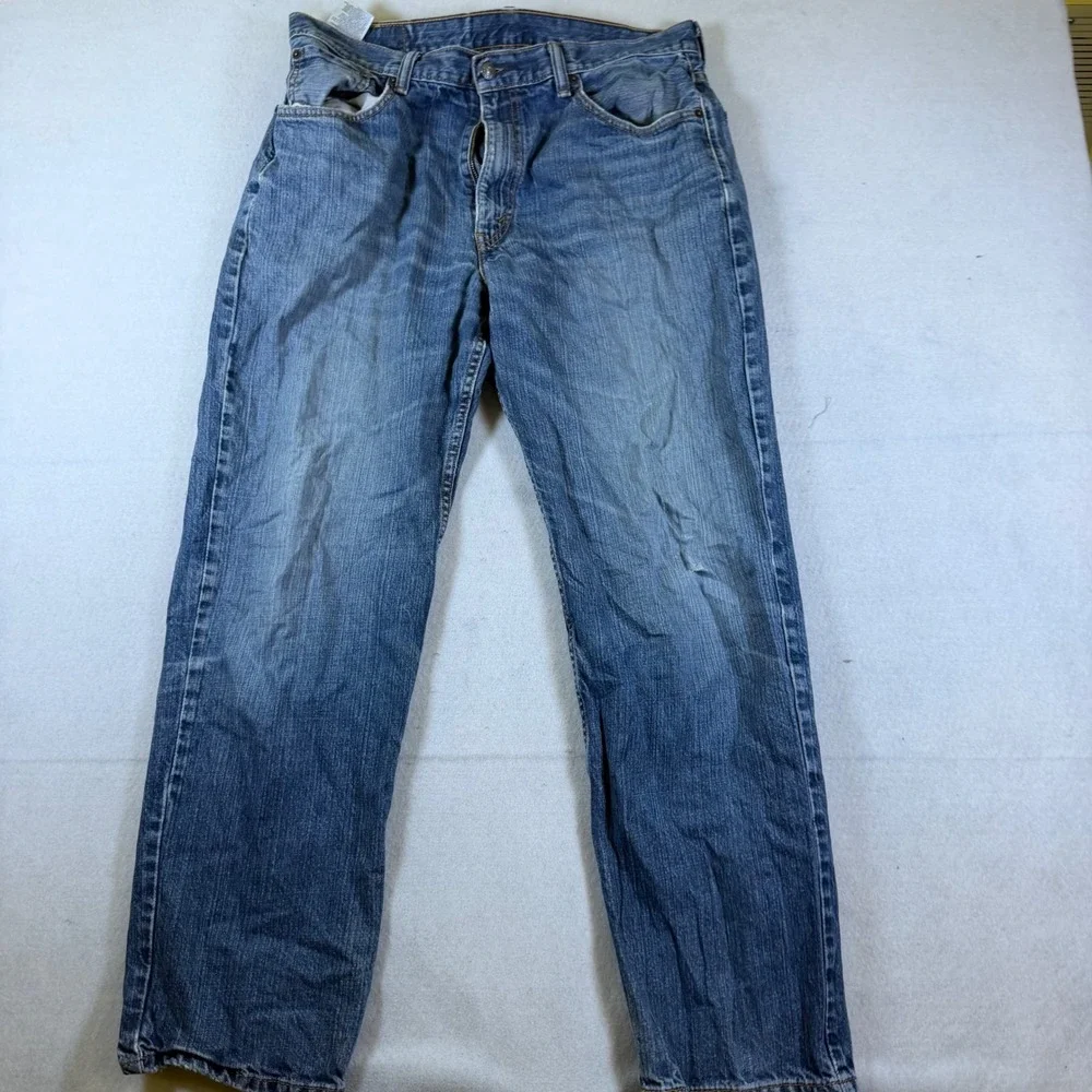 Levis 550 Relaxed Fit Jeans Mens 36x32 Medium Wash Blue Distressed Denim 7919